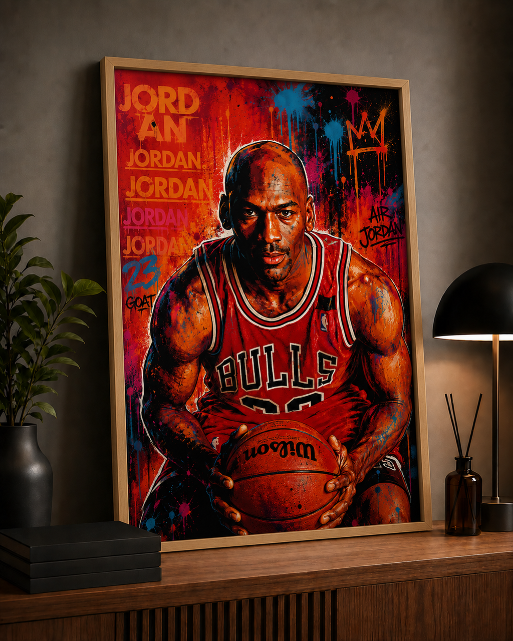 Michael Jordan – Affiche Street Art Encadrée | Légende des Chicago Bulls