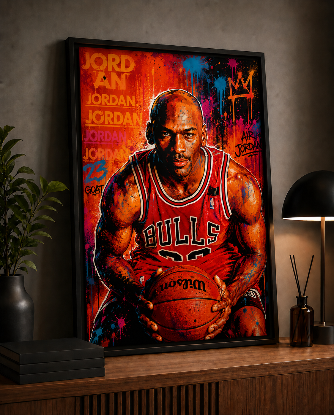 Michael Jordan – Affiche Street Art Encadrée | Légende des Chicago Bulls