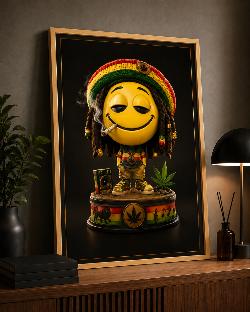 Cadre Décoratif « Emoji Rasta » – L'esprit chill s'invite chez vous 🌿😎