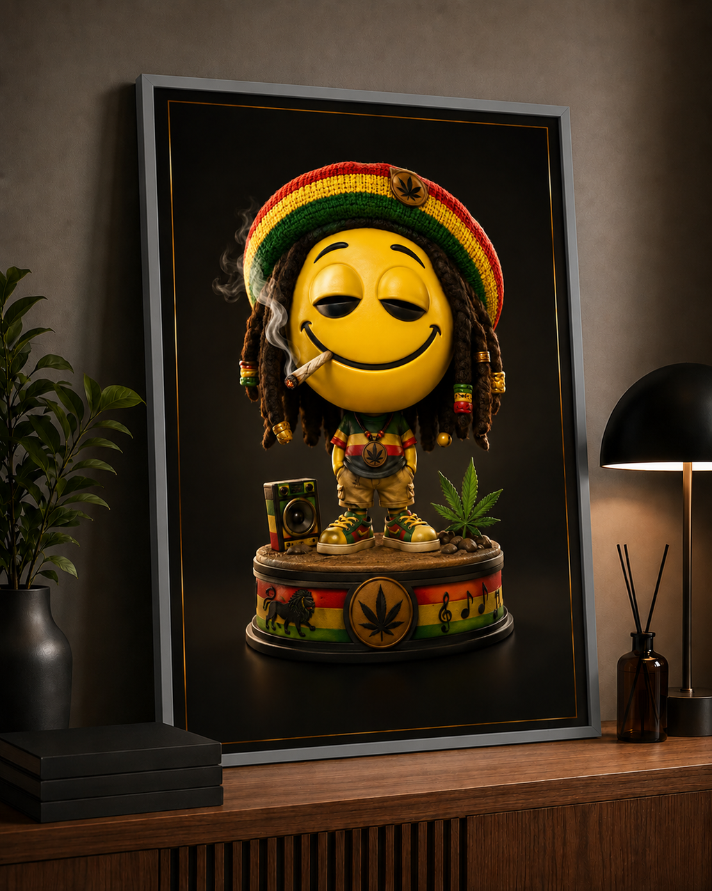 Cadre Décoratif « Emoji Rasta » – L'esprit chill s'invite chez vous 🌿😎