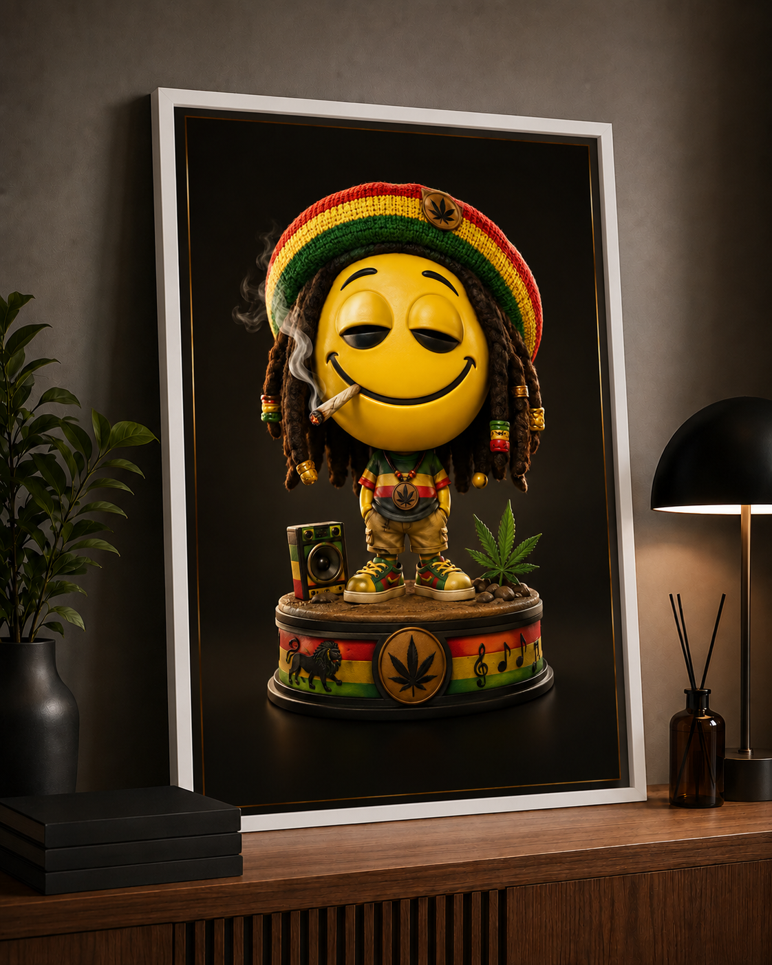 Cadre Décoratif « Emoji Rasta » – L'esprit chill s'invite chez vous 🌿😎