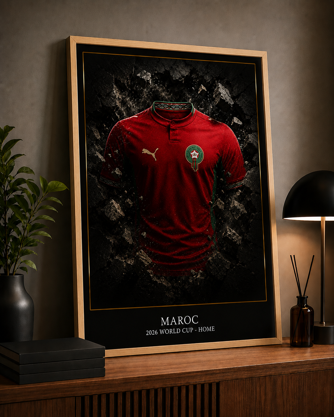 Cadre Maillot Maroc 2026 World Cup – Affiche Premium Encadrée | Collection Football