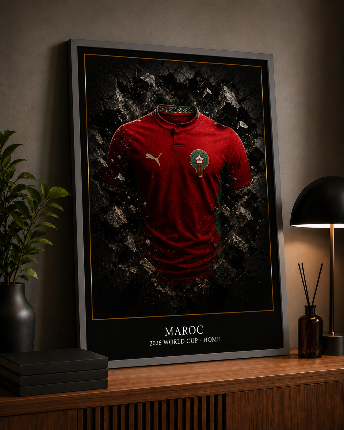 Cadre Maillot Maroc 2026 World Cup – Affiche Premium Encadrée | Collection Football