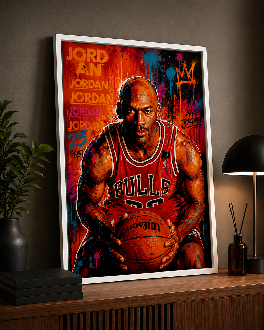 Michael Jordan – Affiche Street Art Encadrée | Légende des Chicago Bulls