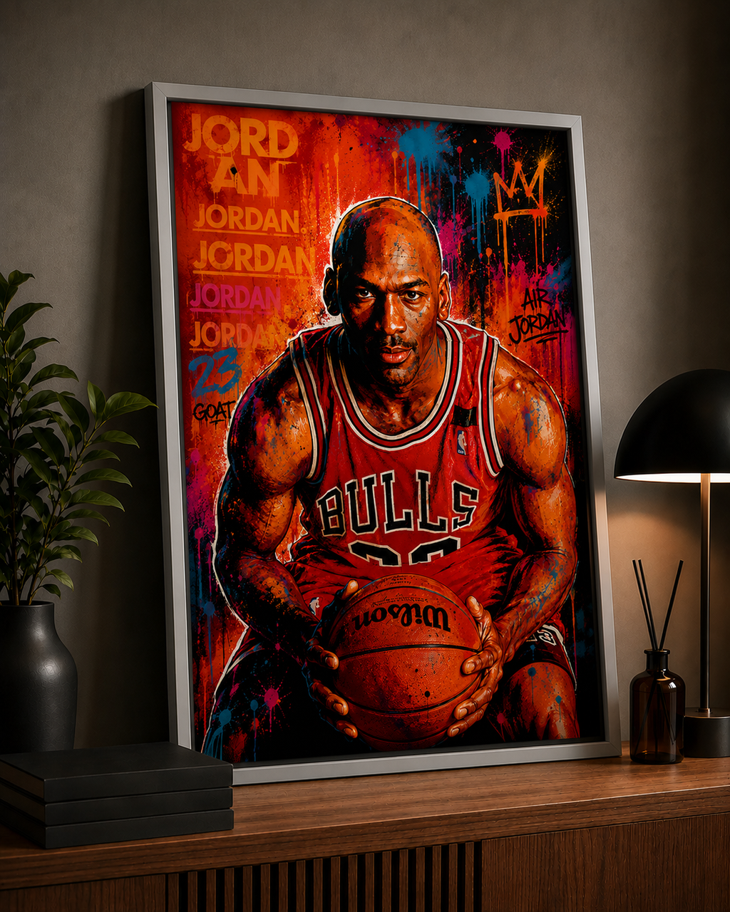 Michael Jordan – Affiche Street Art Encadrée | Légende des Chicago Bulls